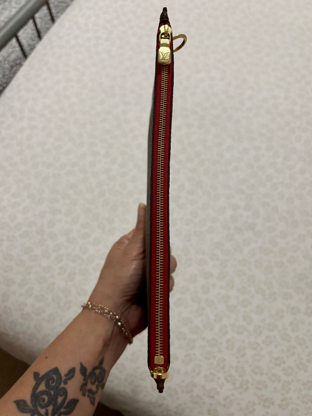 Louis Vuitton Brown Monogram Canvas Wristlet with Red Interior - Picture 6 of 9
